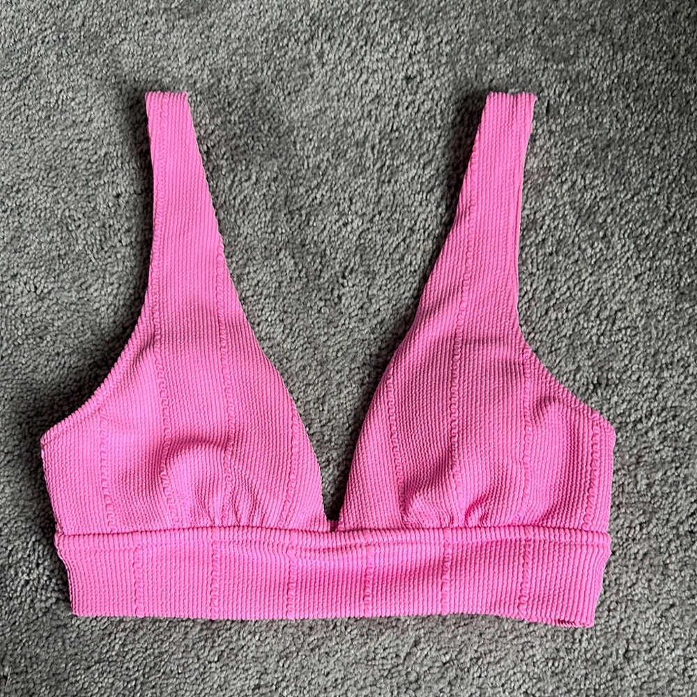 Pink Ribbed Women's Bikini Top